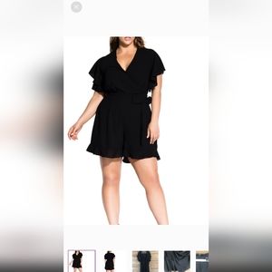 City Chic Flowy Romper black  (xs/14)